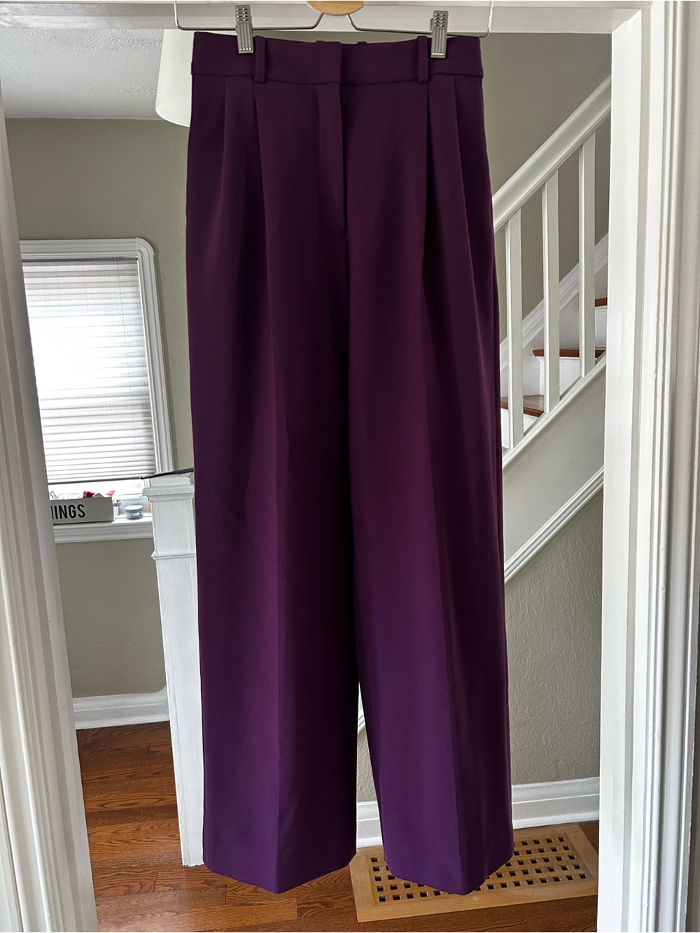 NWOT Babaton Pleated Wide Leg High Waist Pants Deep Purple Effortless look alike
